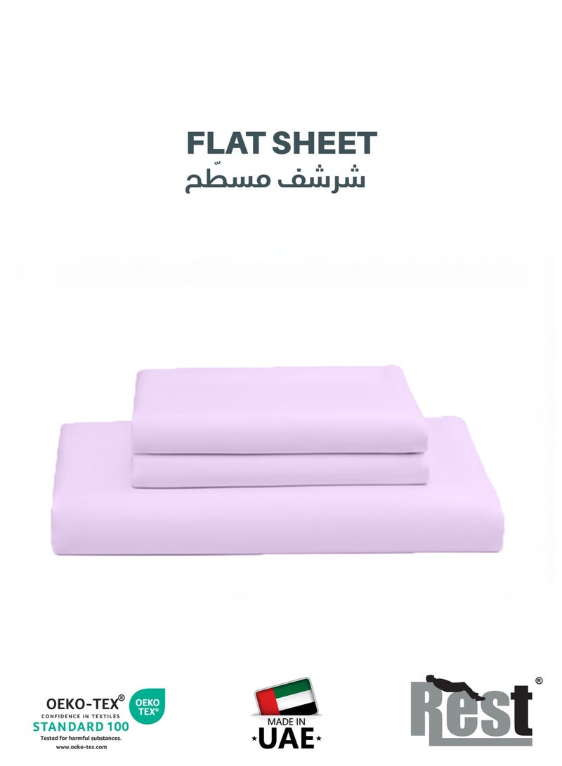 REST 3-Piece Light Purple Plush 160x220  Flat Bedsheet Set Includes 1 Deep Pocket Flat Bedsheet and 2 Pillow Covers, Breathable and Machine Washable - Image 1
